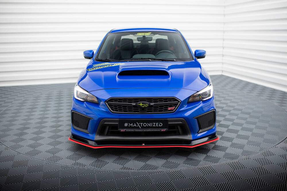 Voorspoiler V.2 Subaru Impreza WRX STI GK Maxton Glans Zwart / Rood