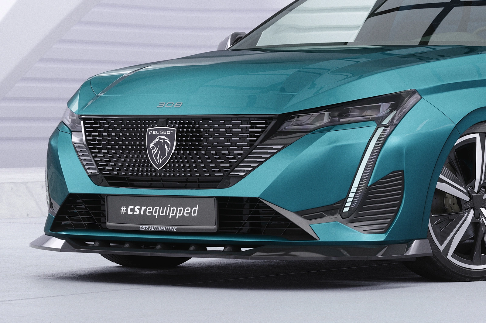 Voorspoiler Peugeot 308 (P51) glans zwart