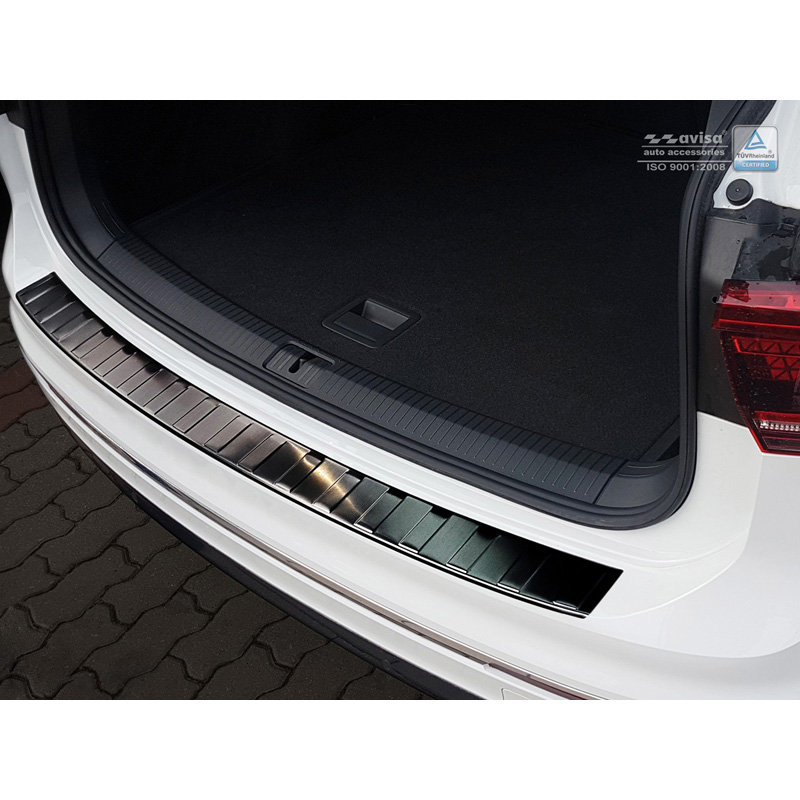 Zwart RVS Achterbumperprotector  Volkswagen Tiguan II incl. Allspace & R-Line 2016-2020 & FL 2020-2024 'Ribs'