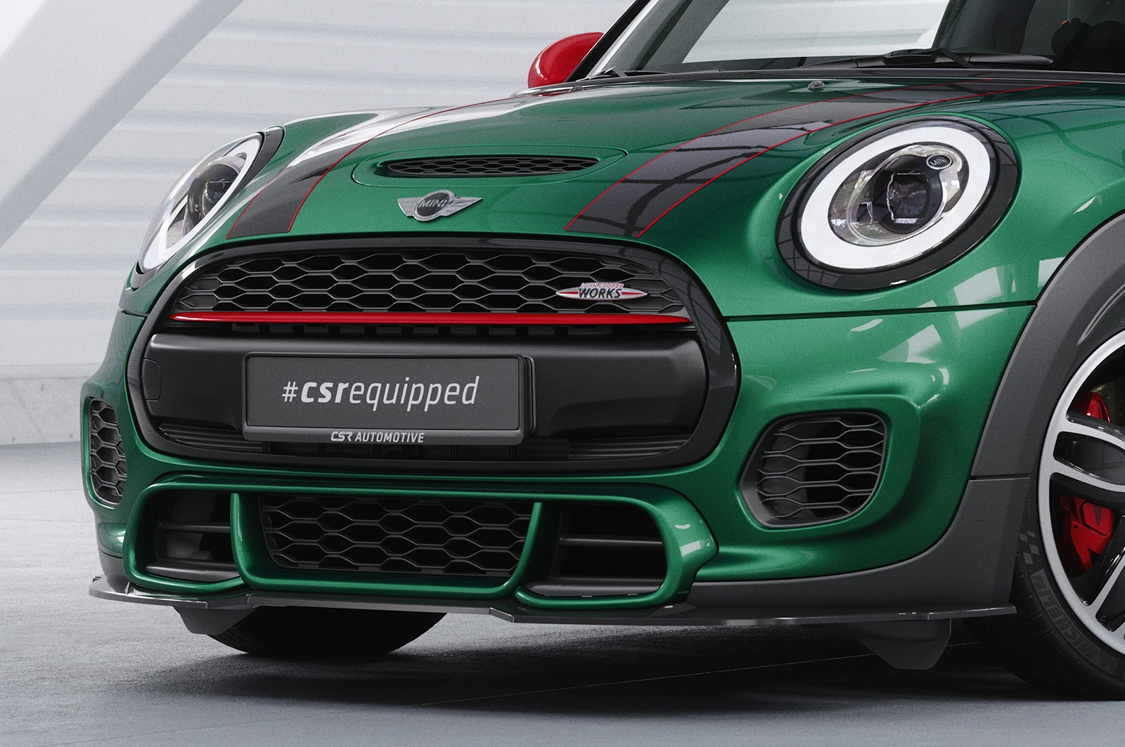 Voorspoiler Mini F55, F56, F57 JCW-Trim Glans Zwart (2018–2021 1. Facelift) CSR