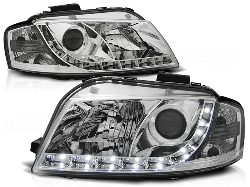 Headlights Audi A3 8P 03-08 Devil Eyes Dlite LED Chrome