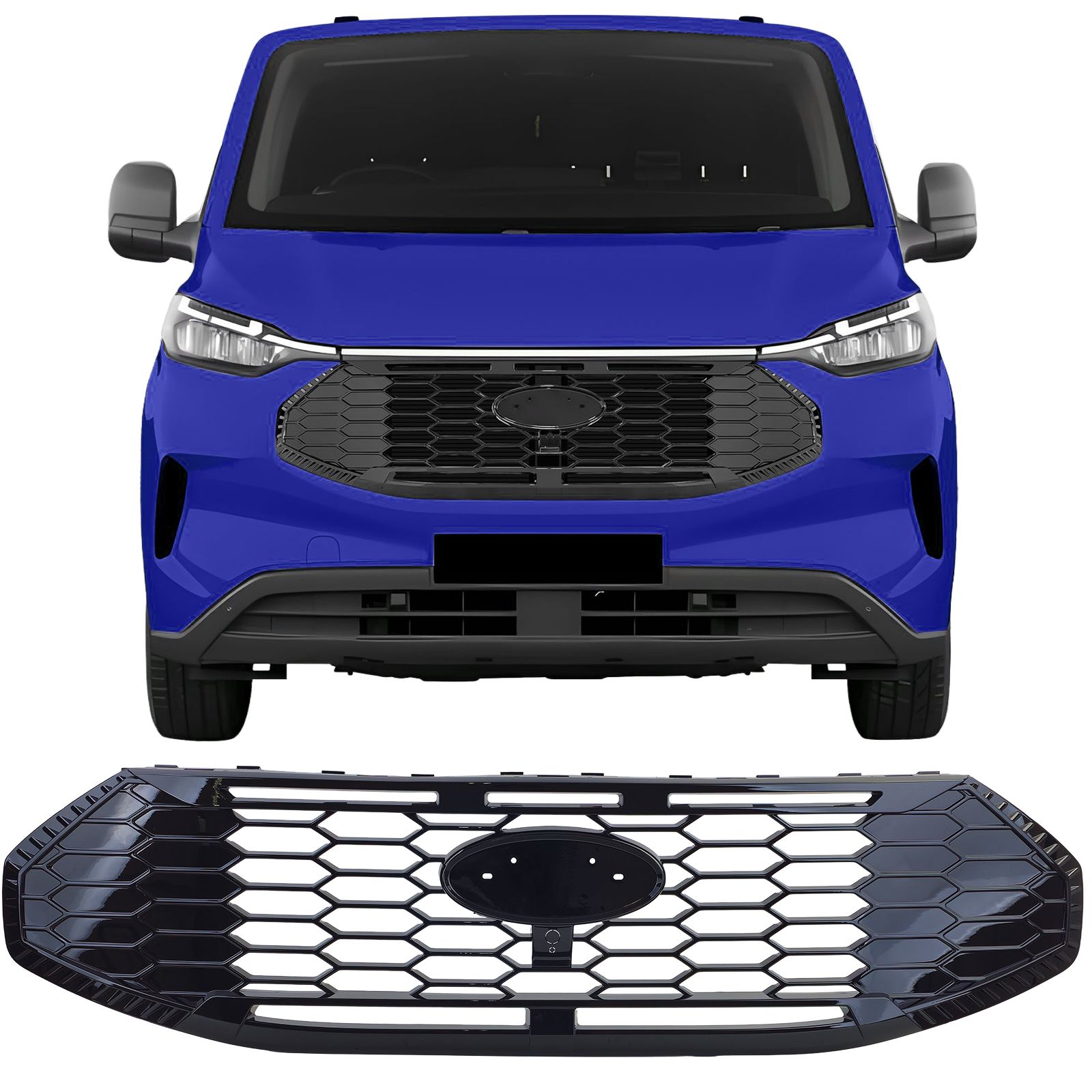 Grill zwart glans Ford Tourneo / Transit Custom vanaf 2023