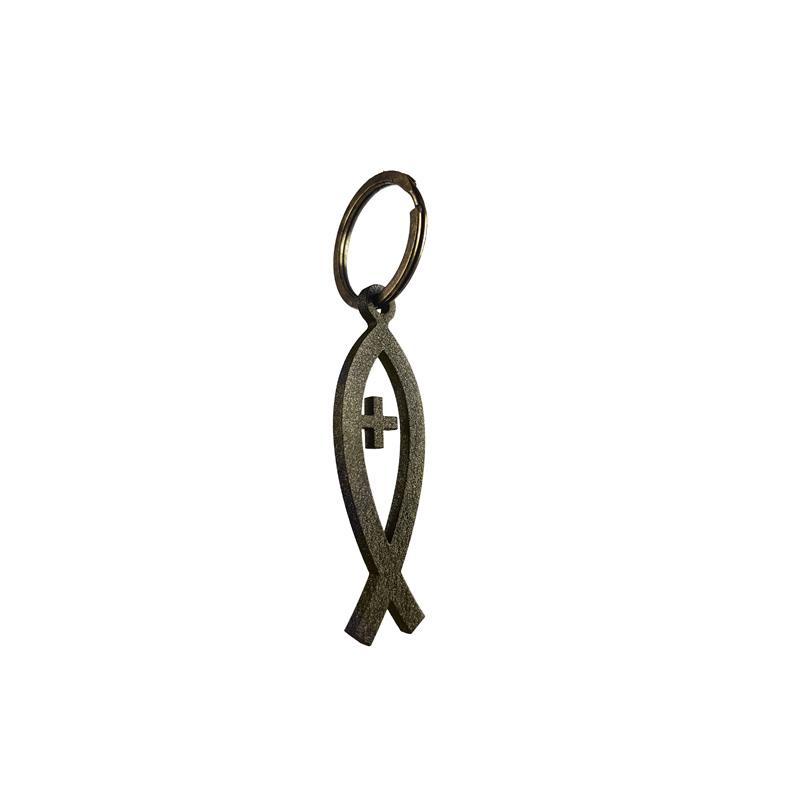RVS sleutelhanger - 'Ichthus-teken' (Goud)