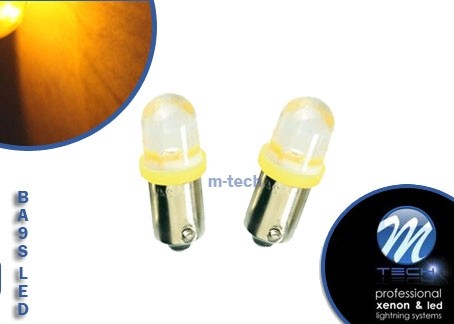 2x M-tech BA9S 12v round 8mm led geel