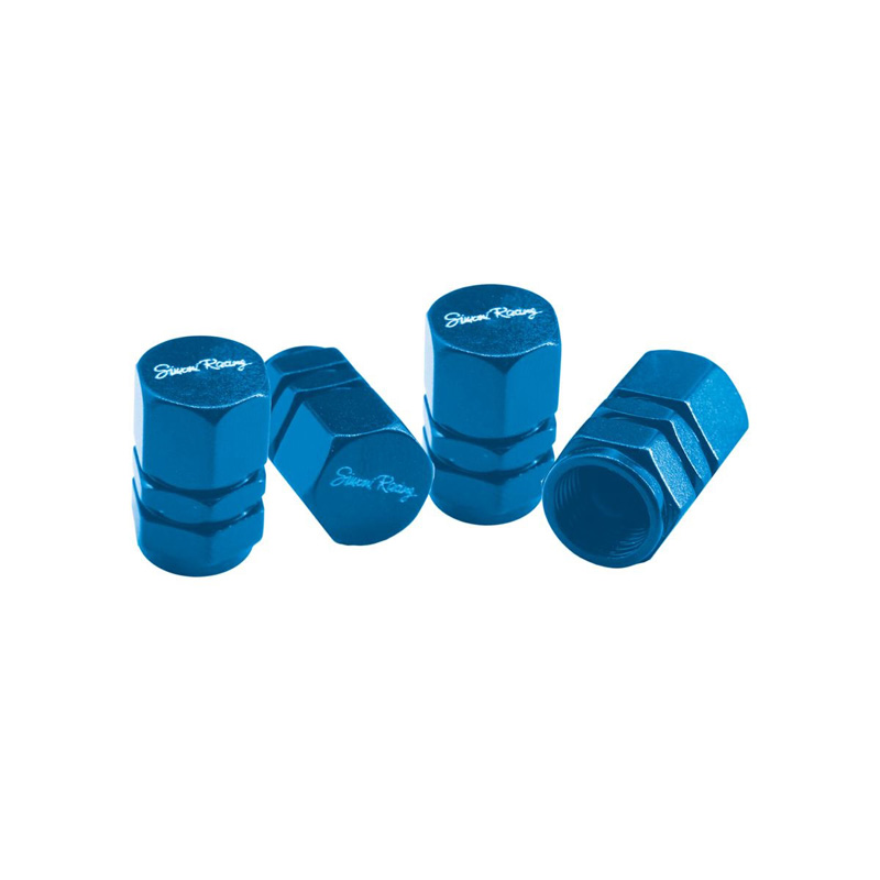 Simoni Racing Ventielkapjes Hexagonal - Blauw - 4 stuks