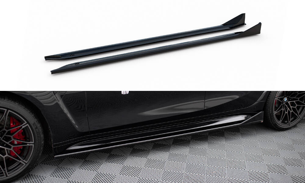 Zijskirts BMW M3 G80 / G81 Maxton CSL Look Glans Zwart