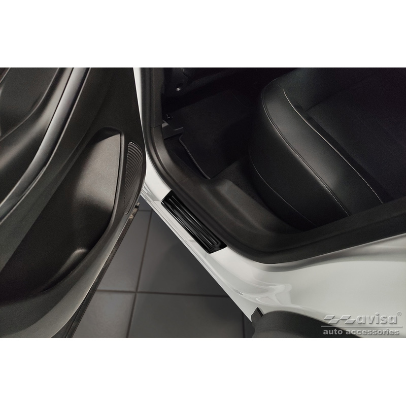 Zwart RVS Instaplijsten  Opel Grandland X 2017-2021 & Facelift 2021- 'Hybrid' - 4-delig