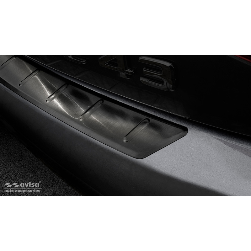 Zwart RVS Achterbumperprotector  Mercedes C-Klasse C205 Coupe AMG 2015-2021 'Ribs'