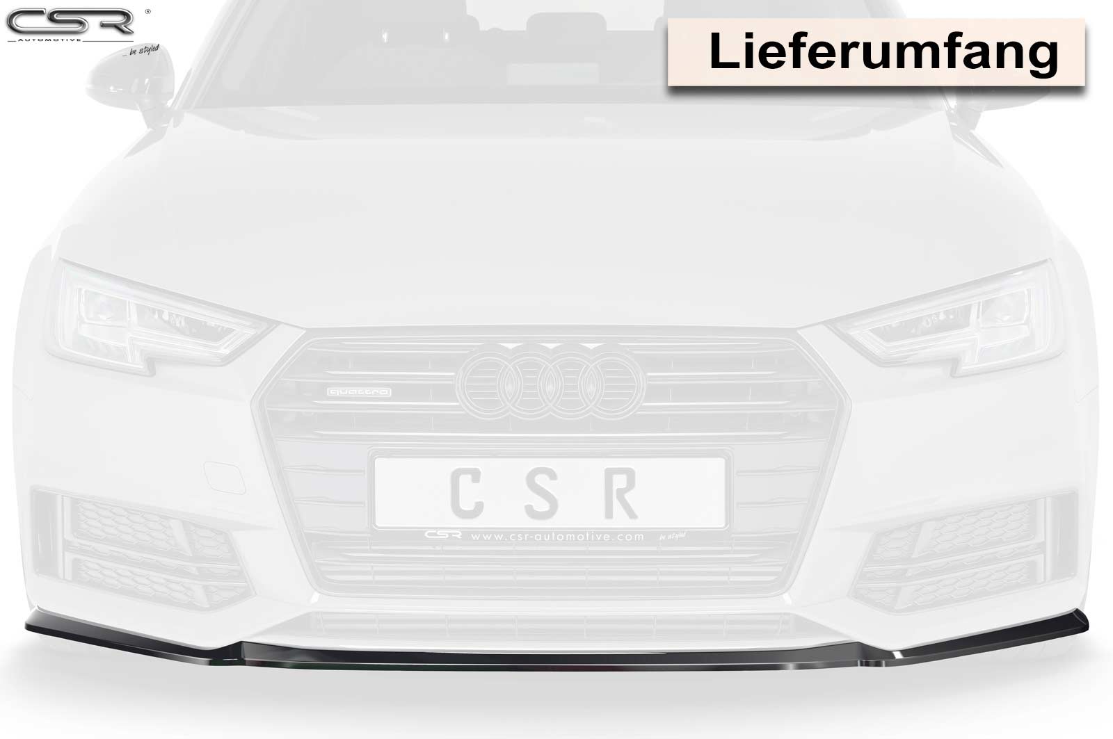 Voorspoiler Audi A4 B9 8W S-Line / S4 Glans Zwart