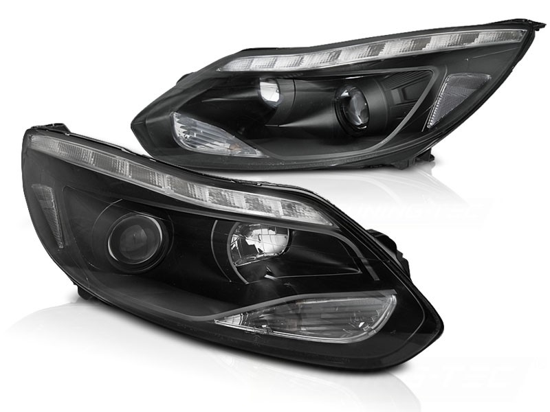 Headlights Ford Focus 11-.. Dlite LED DRL with Tube black