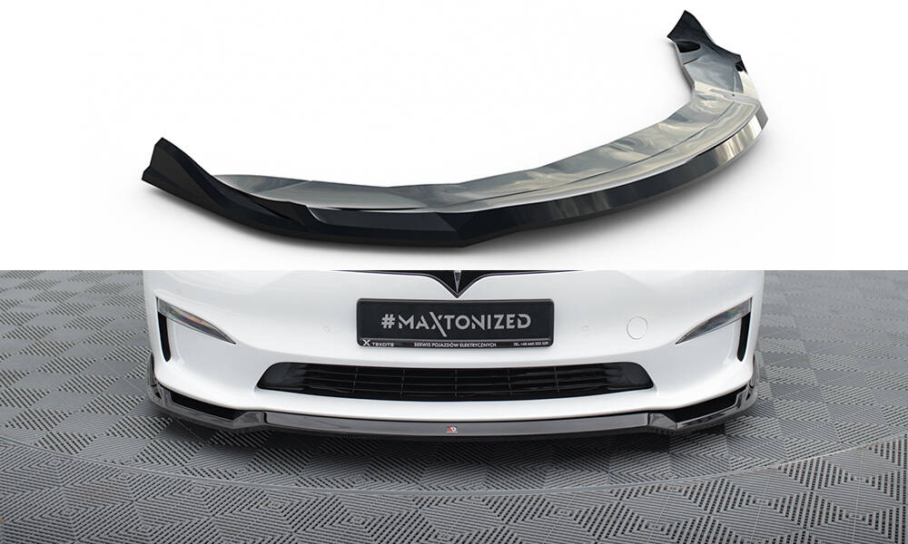 Voorspoiler Tesla Model S Plaid Gloss-Black V2