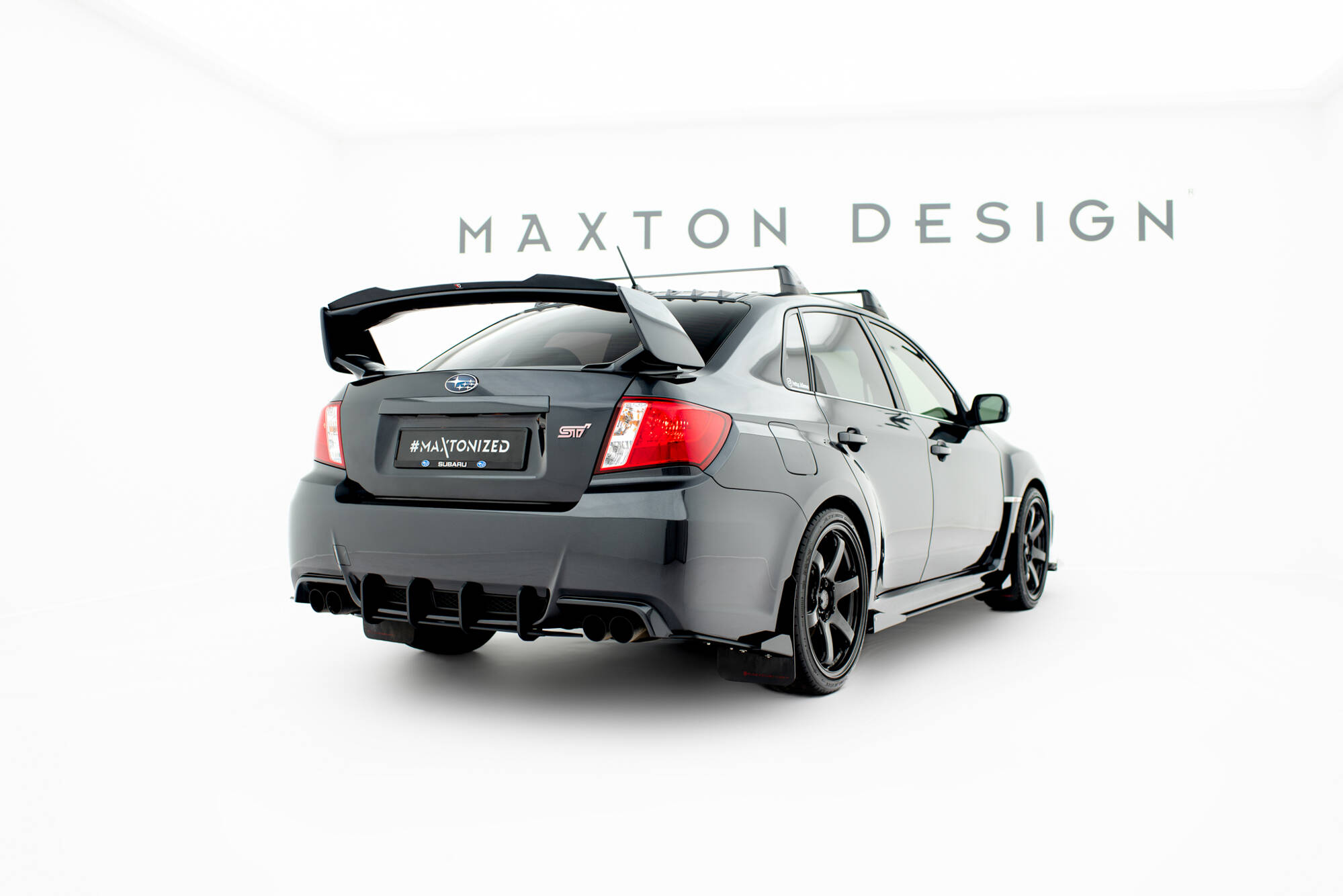 Street Pro Achterzij Spoilers + Flaps Subaru Impreza WRX STI MK3 Facelift Maxton Glanzend zwart