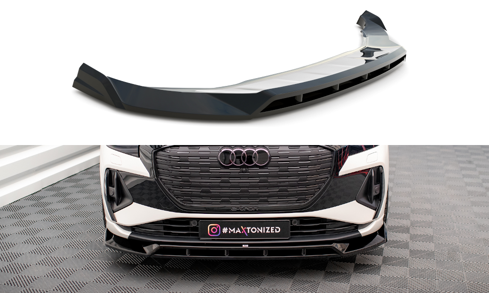 Voorspoiler V.2 Audi Q4 E-Tron sportback S-line Maxton Glans Zwart