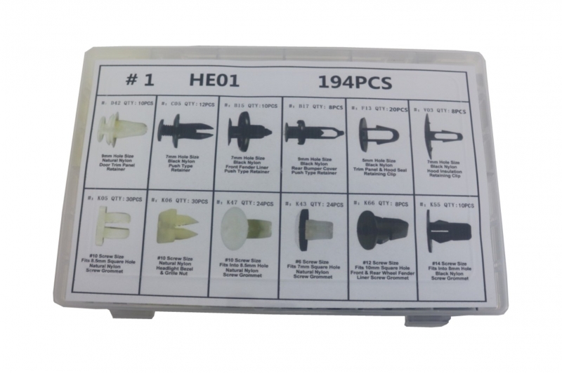 Auto Clips Plastic fasteners Kit 194 pcs