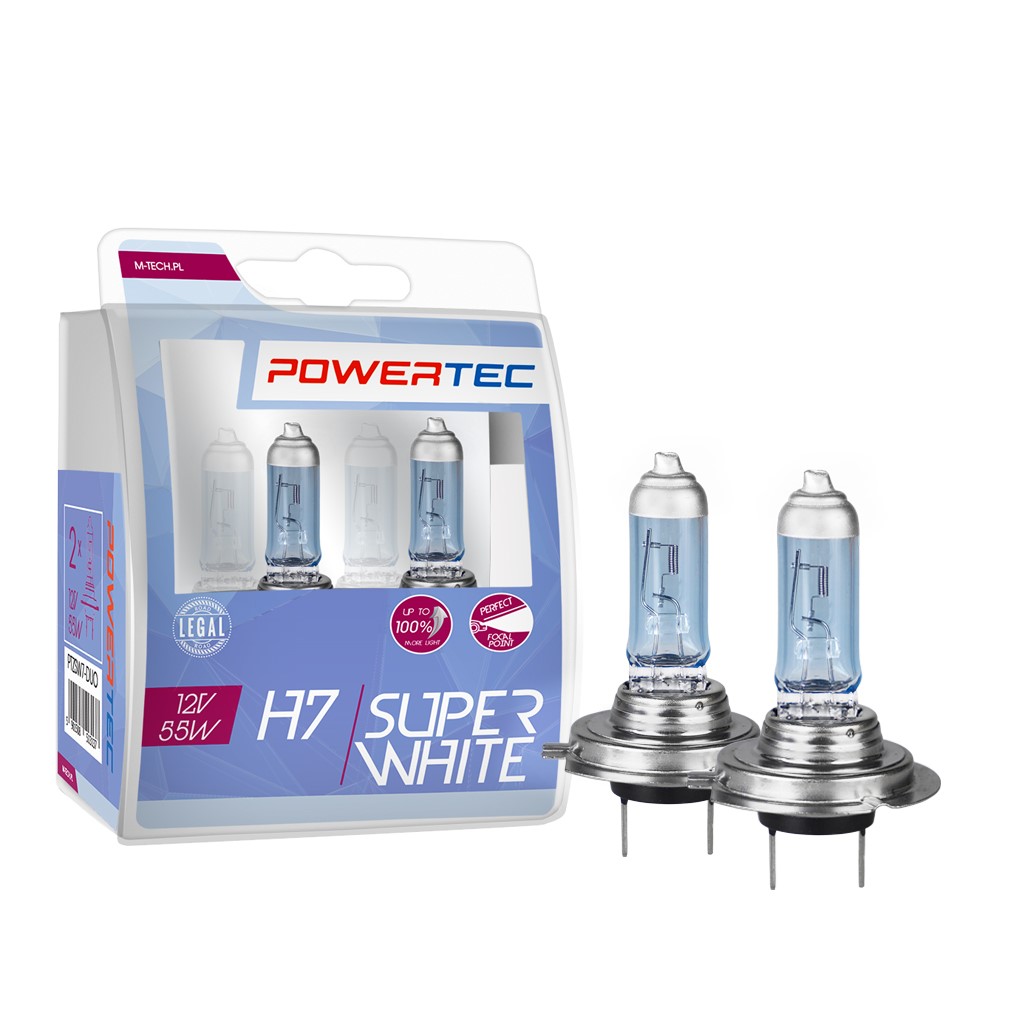 Mtech Powertec SuperWhite H7 bulbs 12V DUO