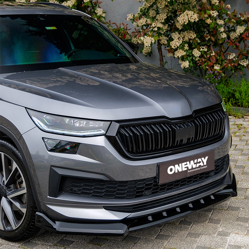 Oneway Voorspoilerlip  Skoda Kodiaq I (NS7) Sportline Facelift 2021-2024 - Glanzend zwart