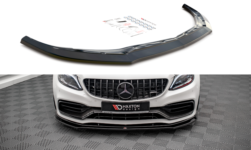 Voorspoiler V.3 Mercedes AMG C63 Coupe W205 FL Maxton Glans Zwart