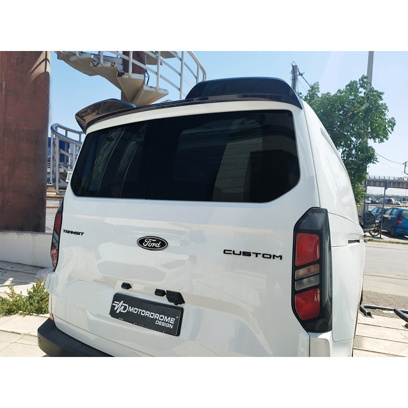 Motordrome Dakspoiler V.3  Ford Transit Custom (V710) 2023- & Volkswagen Transporter T7 2024- (met achterklep) (PU)