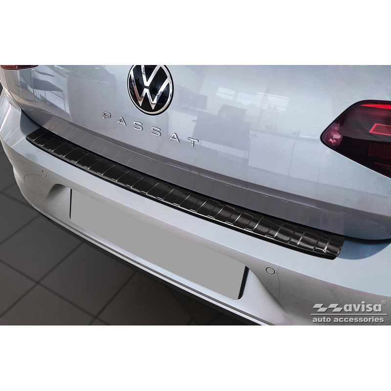 Zwart RVS Achterbumperprotector  Volkswagen Passat Sedan 2014-2019 & FL 2019-2023 'Ribs'