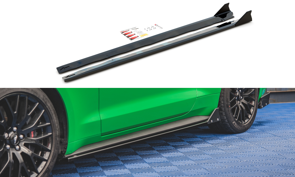 Zijskirts met Canards Ford Mustang GT MK5 FL Maxton Glans Zwart