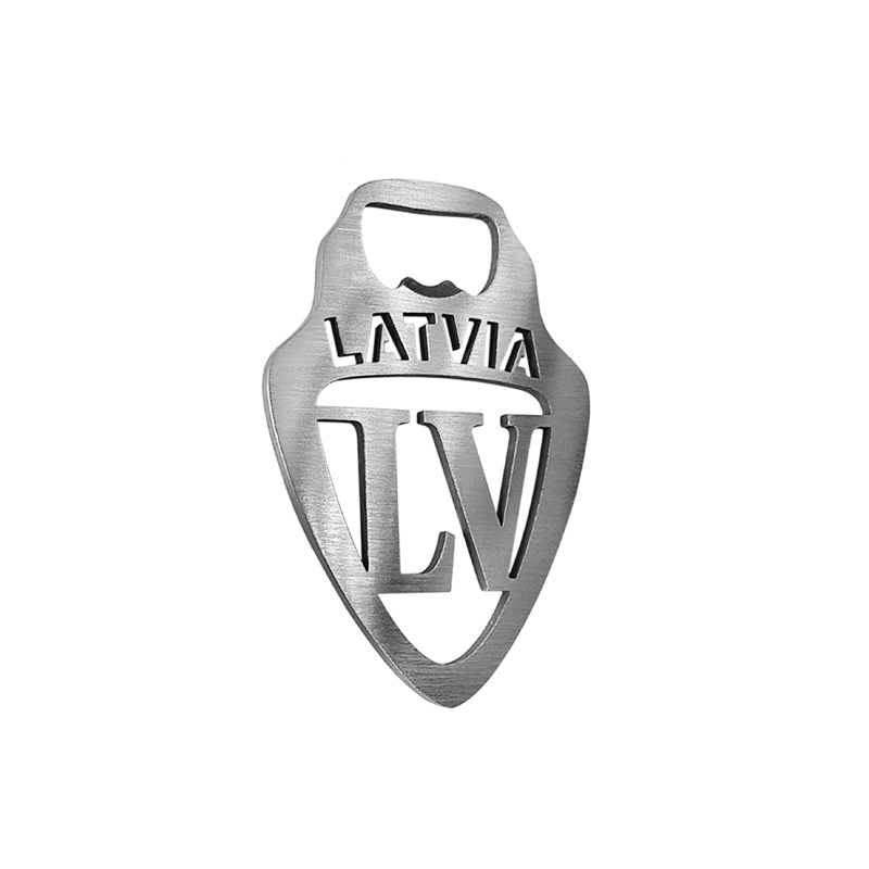 RVS Flesopener - 'Latvia' (Zilver)