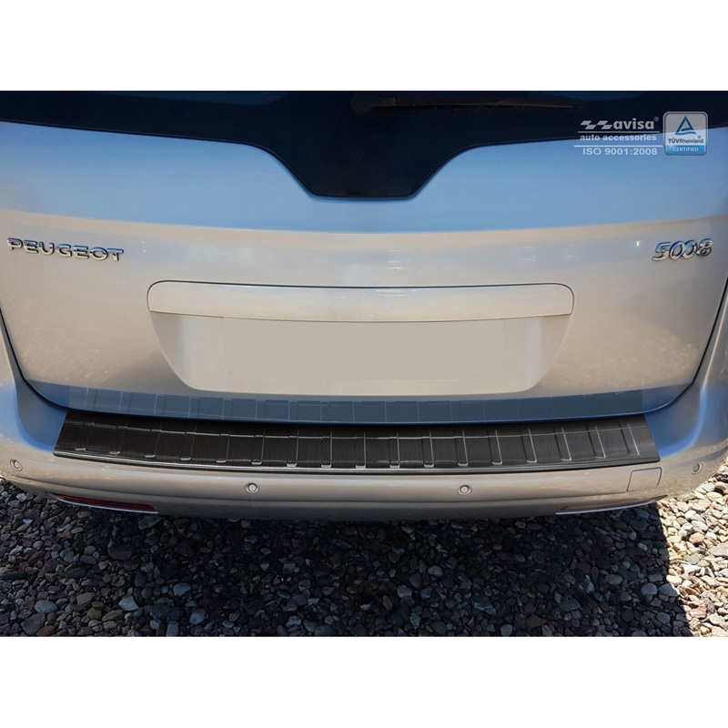 Zwart RVS Achterbumperprotector  Peugeot 5008 2009-2016 'Ribs'