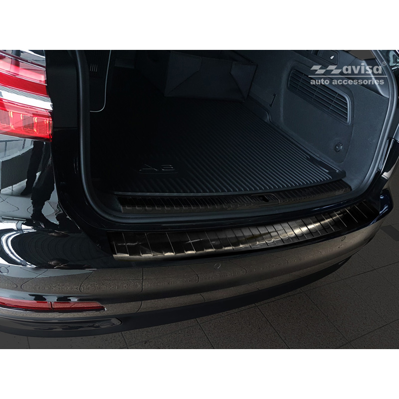 Zwart RVS Achterbumperprotector  Audi A6 (C8) Avant 2018-2023 & Facelift 2023- 'Ribs' incl. S-Line & Allroad
