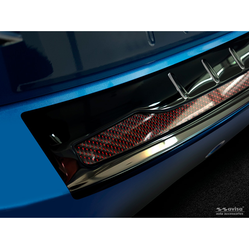 RVS Achterbumperprotector 'Deluxe'  BMW X1 F48 2015-2022 'Performance' Zwart/Rood-Zwart Carbon