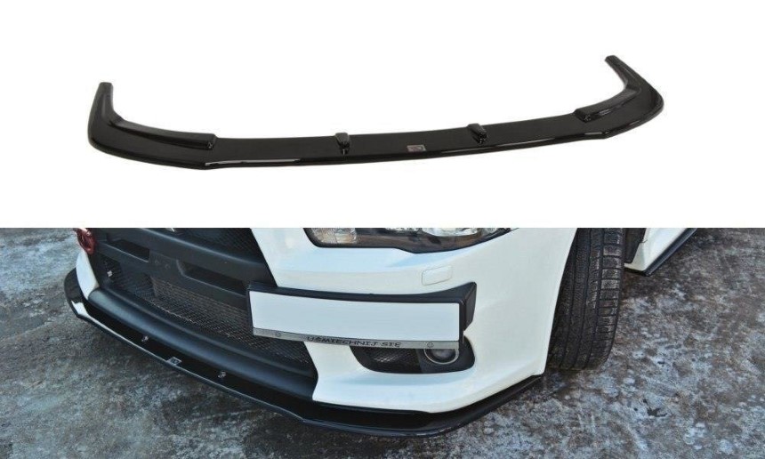 Voorspoiler Mitsubishi Lancer Evo X Maxton Design V.1 glans zwart