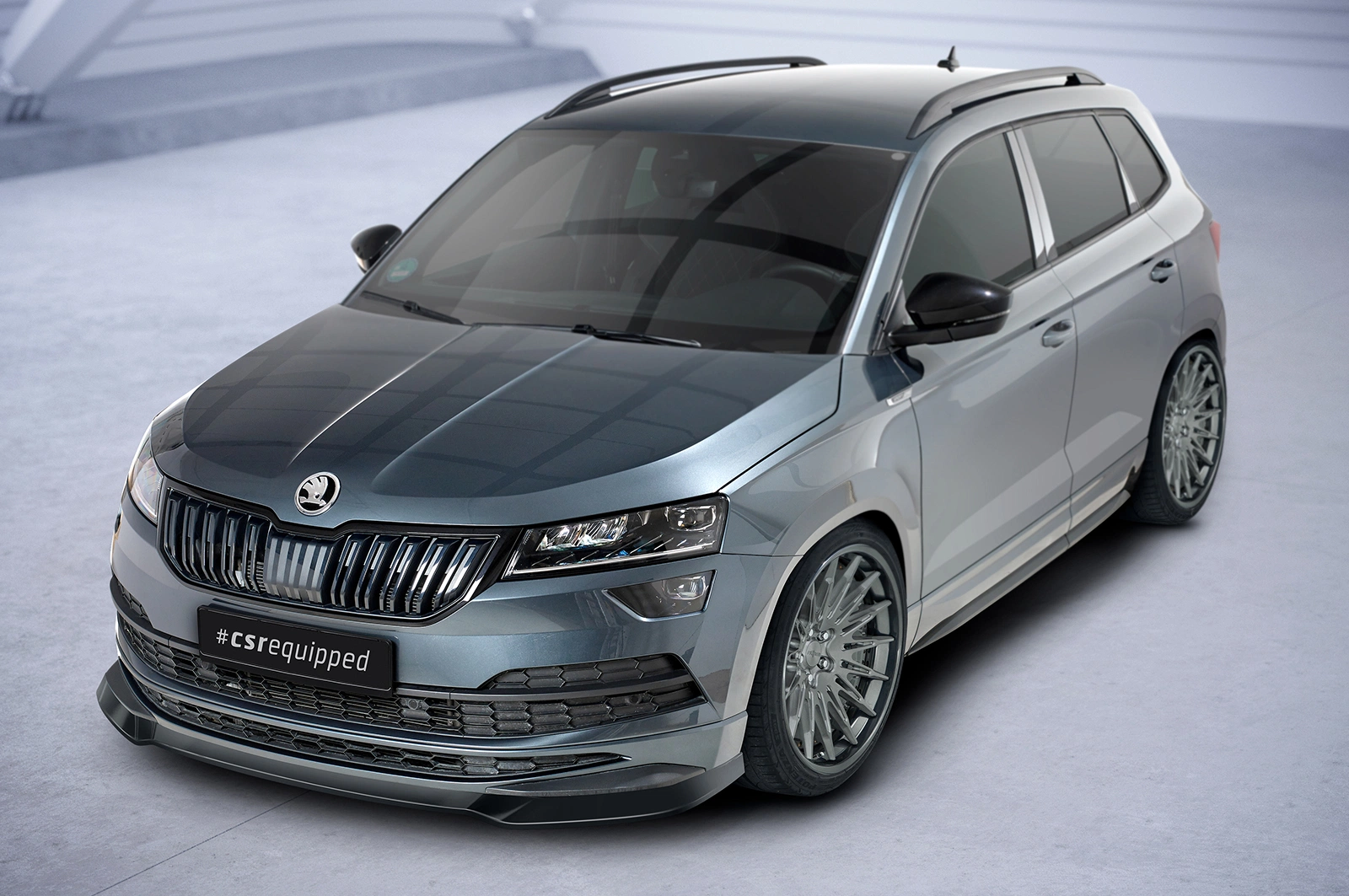 Voorspoiler Skoda Karoq SportLine Glans Zwart van CSR Automotive (2017-)