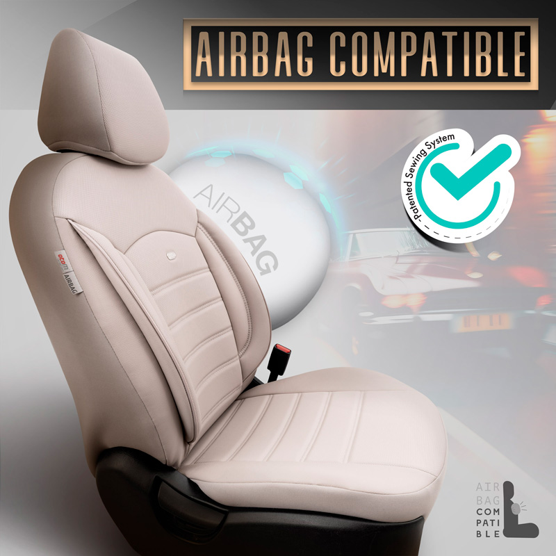 Universele Volleder Stoelhoezenset 'Inspire' Crème - 11-delig - geschikt voor Side-Airbags