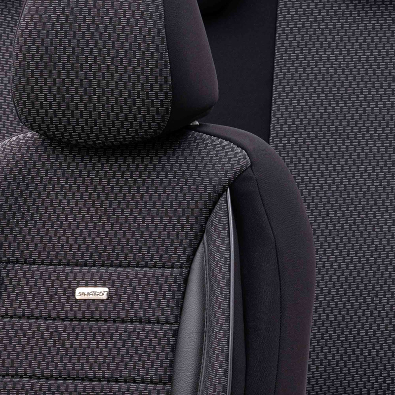 Universele Stoffen Stoelhoezenset 'SelectedFit Sports' Zwart - 11-delig - geschikt voor Side-Airbags