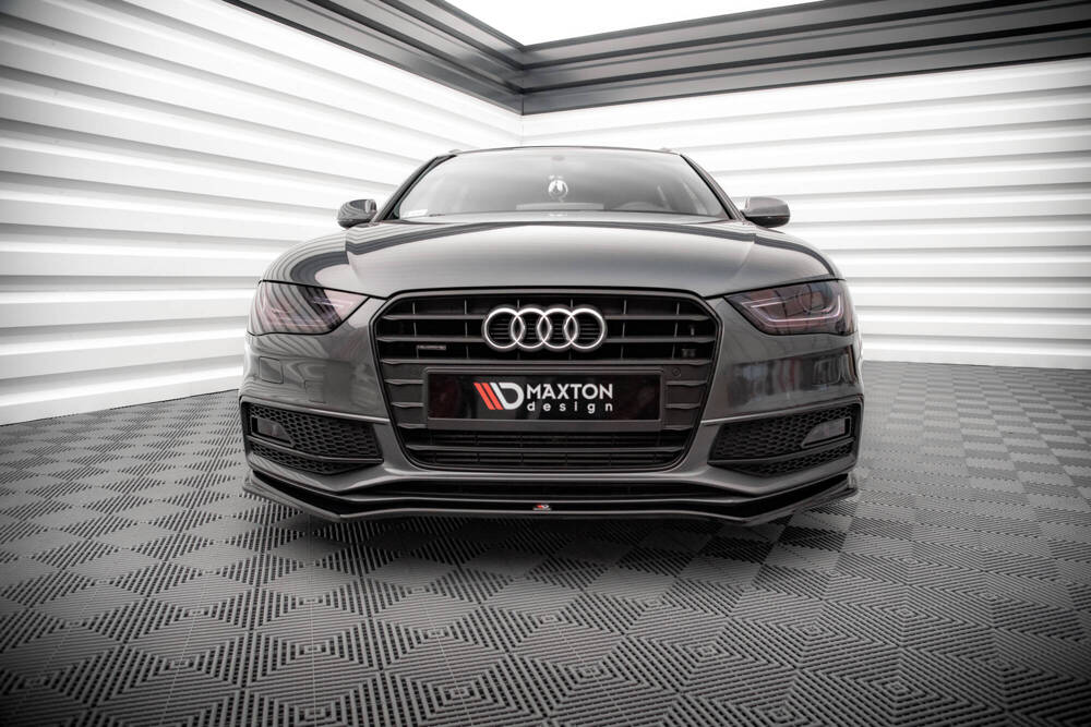 Voorspoiler V.4 Audi A4 S-Line / S4 B8 FL Maxton Glans Zwart