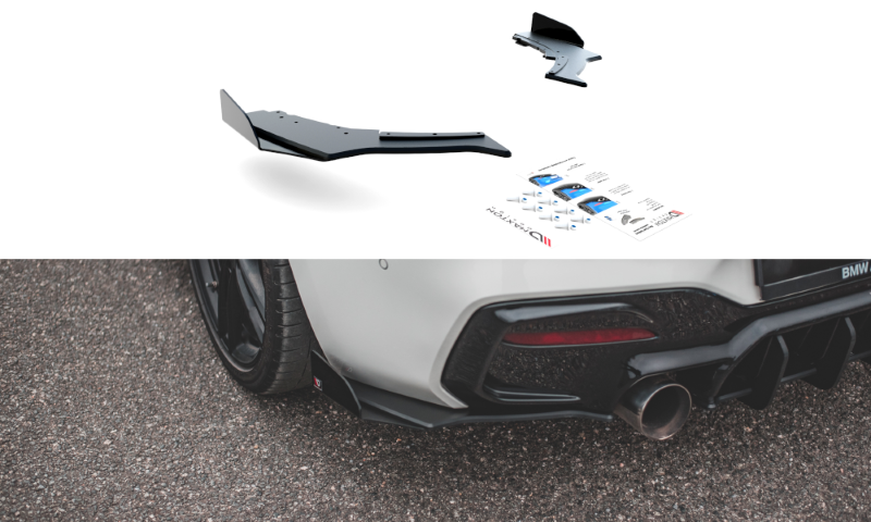 Race achterzijde skirts + rand BMW 1-Serie/M140I F20 Maxton Design zwart V.3