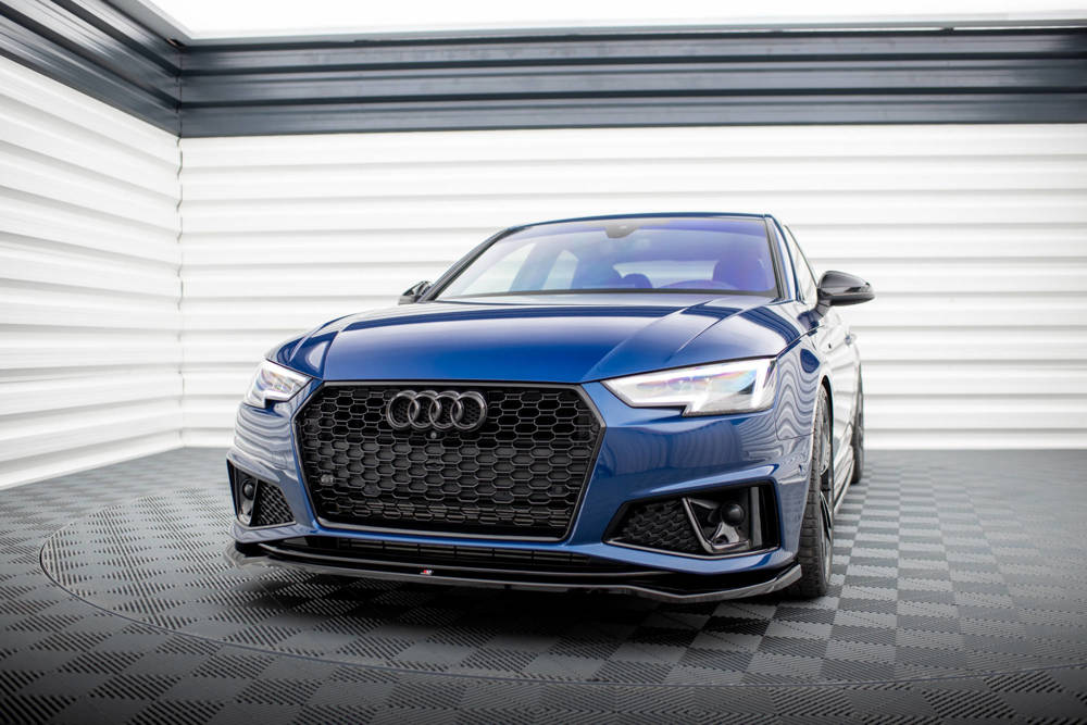 Voorspoiler V.2 Audi A4 Competition B9 FL Maxton Glans Zwart
