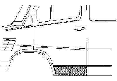 deurplaat, onder, links Mercedes W601/W602, 207D, 1977 -
