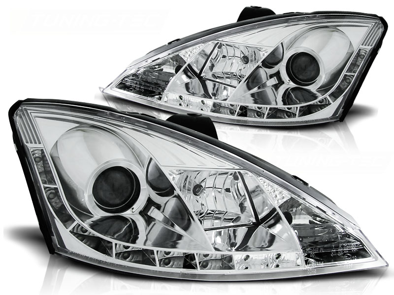 Faros Ford Focus 98-01 cromo + Luz de marcha diurna