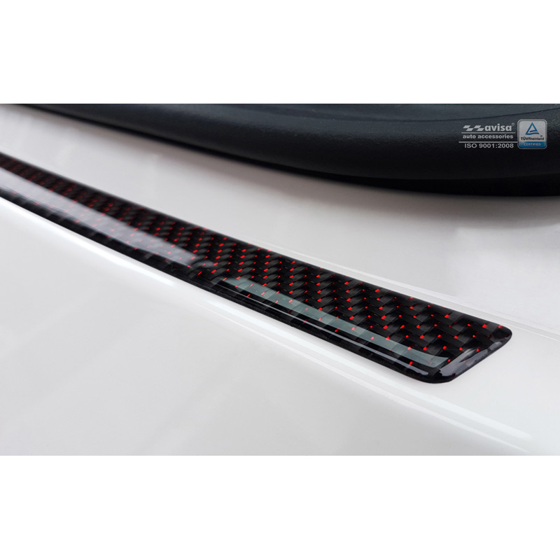 Carbon Achterbumperprotector  Audi Q3 2011-2015 & 2015- Rood-Zwart Carbon