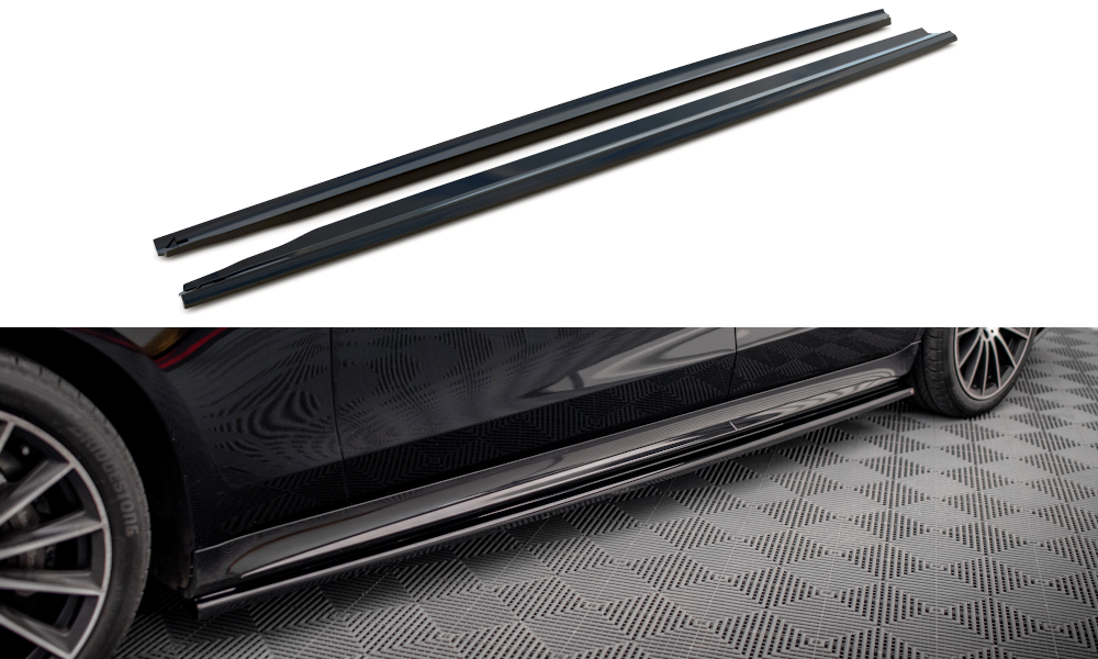 Zijskirts Mercedes S Klasse Lang W223 AMG Pakket Maxton Glans Zwart