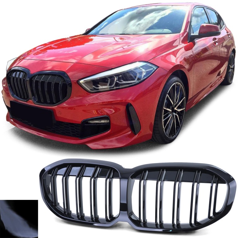 Grill BMW 1 F40 Dubbele Spijl Glans Zwart
