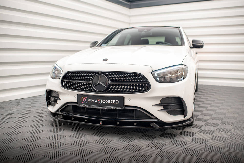 Voorspoiler V.2 Mercedes E Klasse W213 FL AMG Line Maxton Glans Zwart