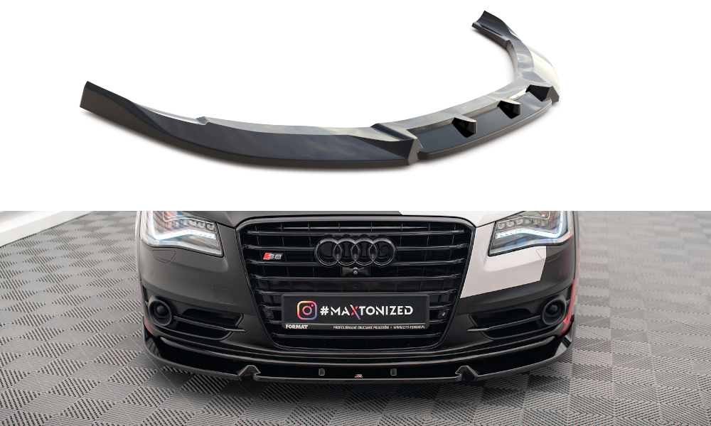 Voorspoiler V.2 Audi S8 D4 Maxton Glans Zwart