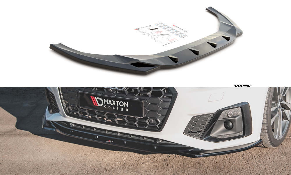 Voorspoiler V.1 Audi A5 S-Line S5 F5 FL Maxton Glans Zwart