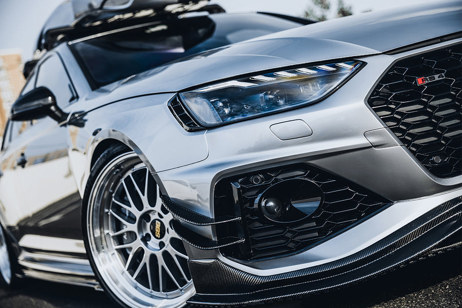 Audi RS4 B9.5 BKSS Style Carbon Fiber Front Bumper Canards 2020-2022