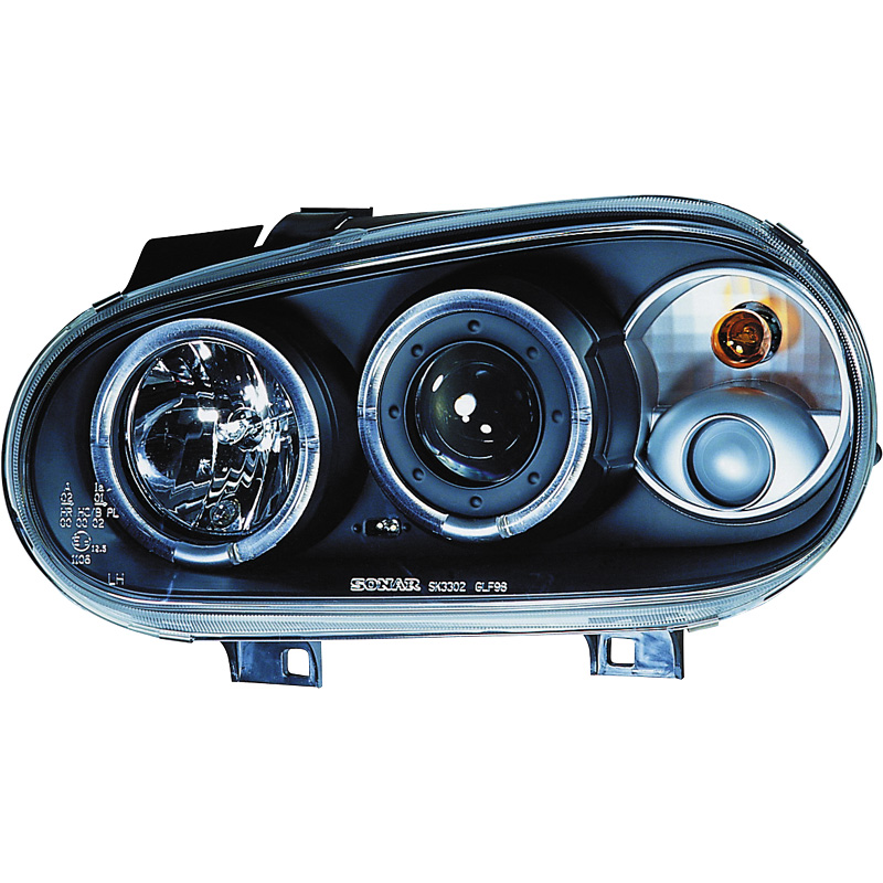 Set Koplampen  Volkswagen Golf IV 1998-2003 - Zwart - incl. Angel-Eyes