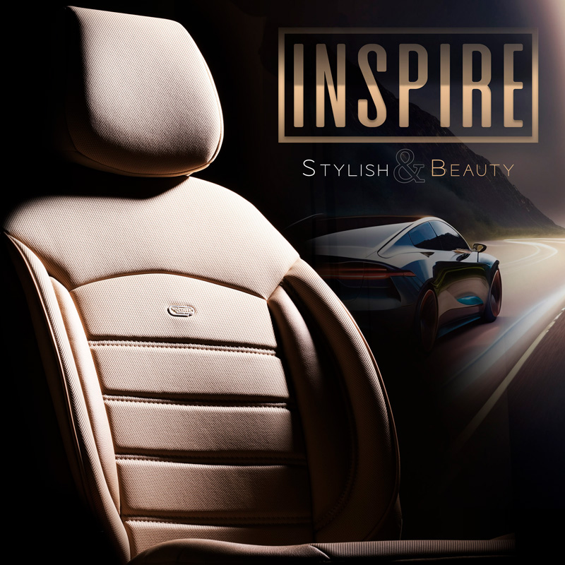 Universele Volleder Stoelhoezenset 'Inspire' Crème - 11-delig - geschikt voor Side-Airbags