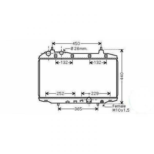 Radiator HONDA CIVIC 05->> 325x630x16 1.4I +/-AC