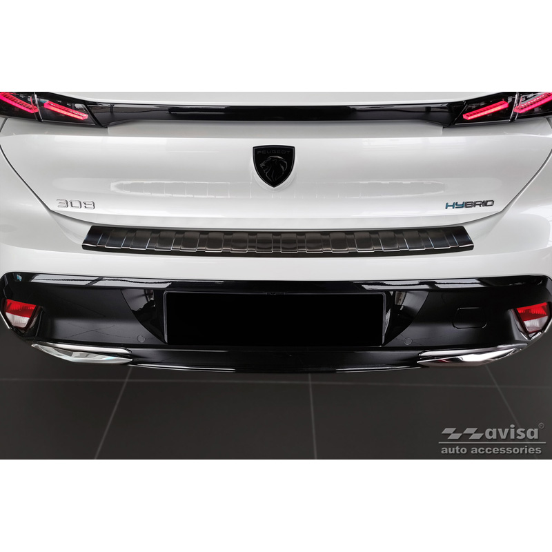 Zwart RVS Achterbumperprotector  Peugeot 308 III HB 2021- 'Ribs'