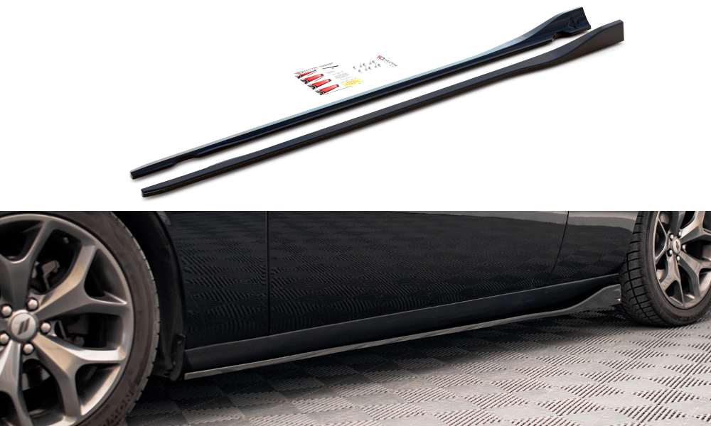 Zijskirts Dodge Challenger RT MK3 FL Maxton Glanzend Zwart