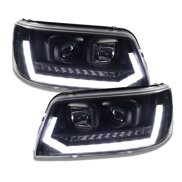 Headlights VW T5 03-09 Devil Eyes Dlite LED Chrome